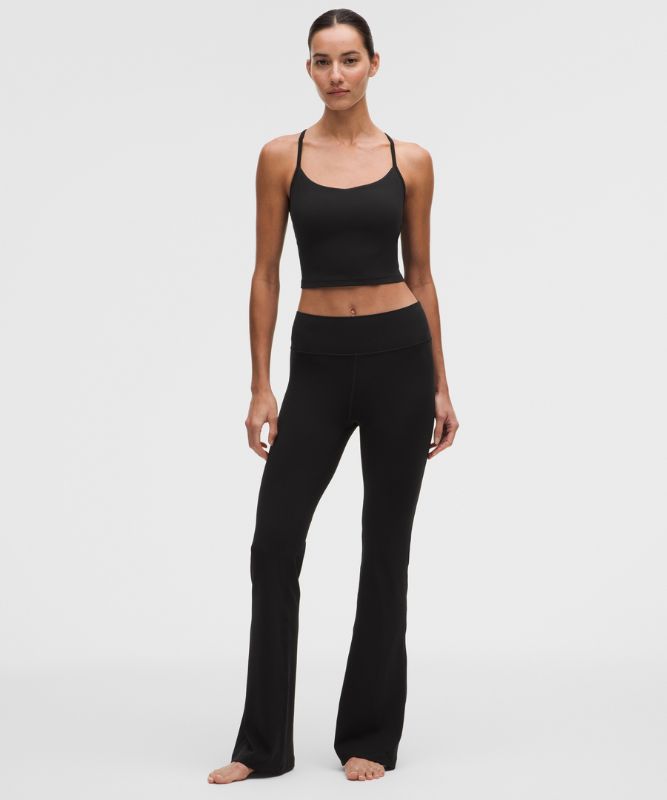 Pantalon Groove évasé taille haute en Nulu *Court - Noir